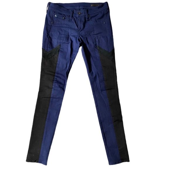 rag and bone The Grand Prix Blue Leather Legging Jean Size 25 - Picture 1 of 8